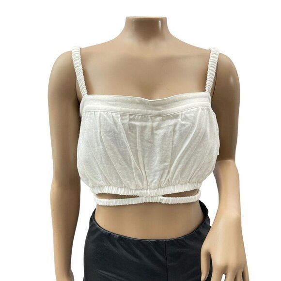 Jonathan Simkhai Linen‎ Square Neck Sleeveless Crop Top Tank White XL - Picture 3 of 13